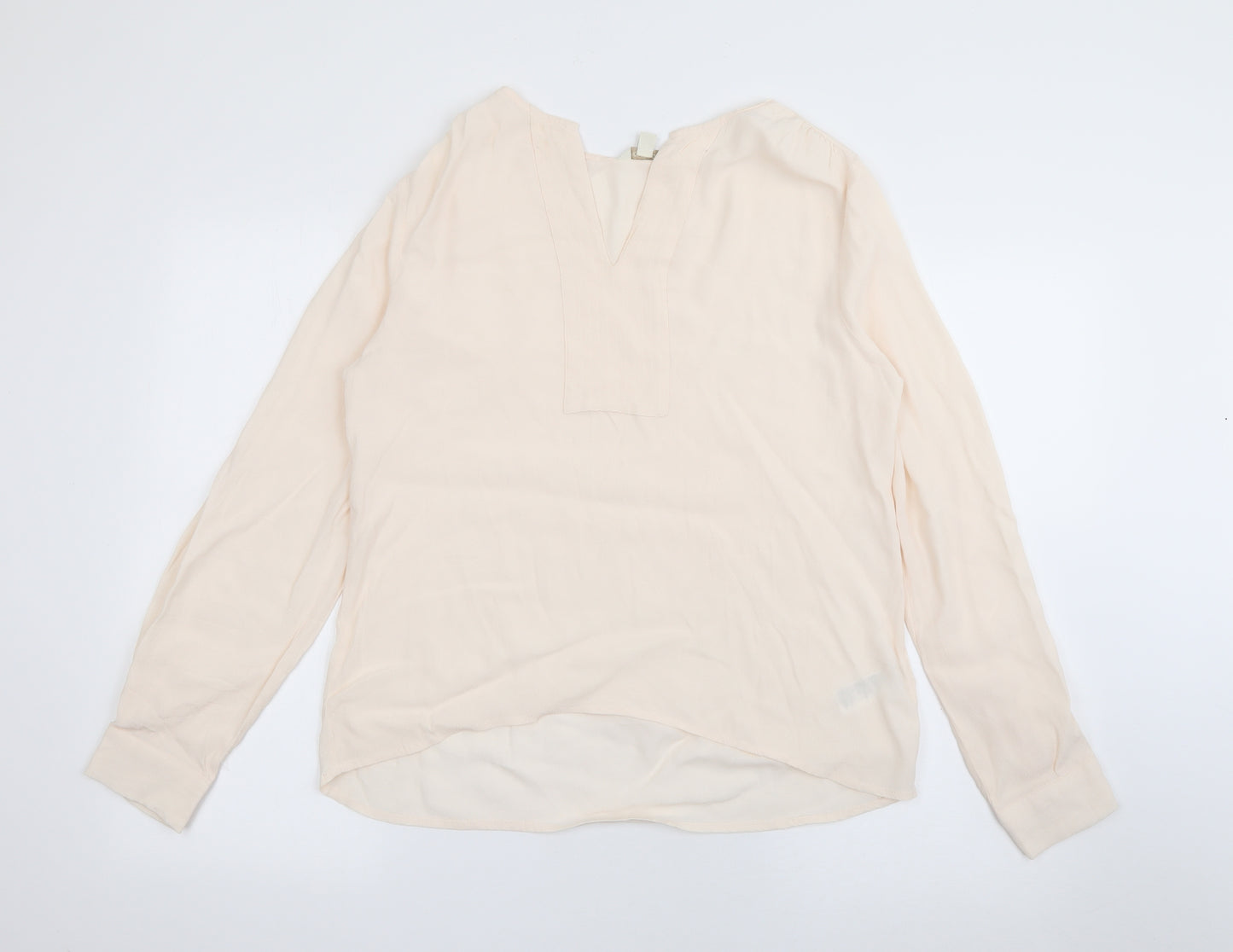 Monsoon Womens Beige  Viscose Basic Blouse Size M V-Neck