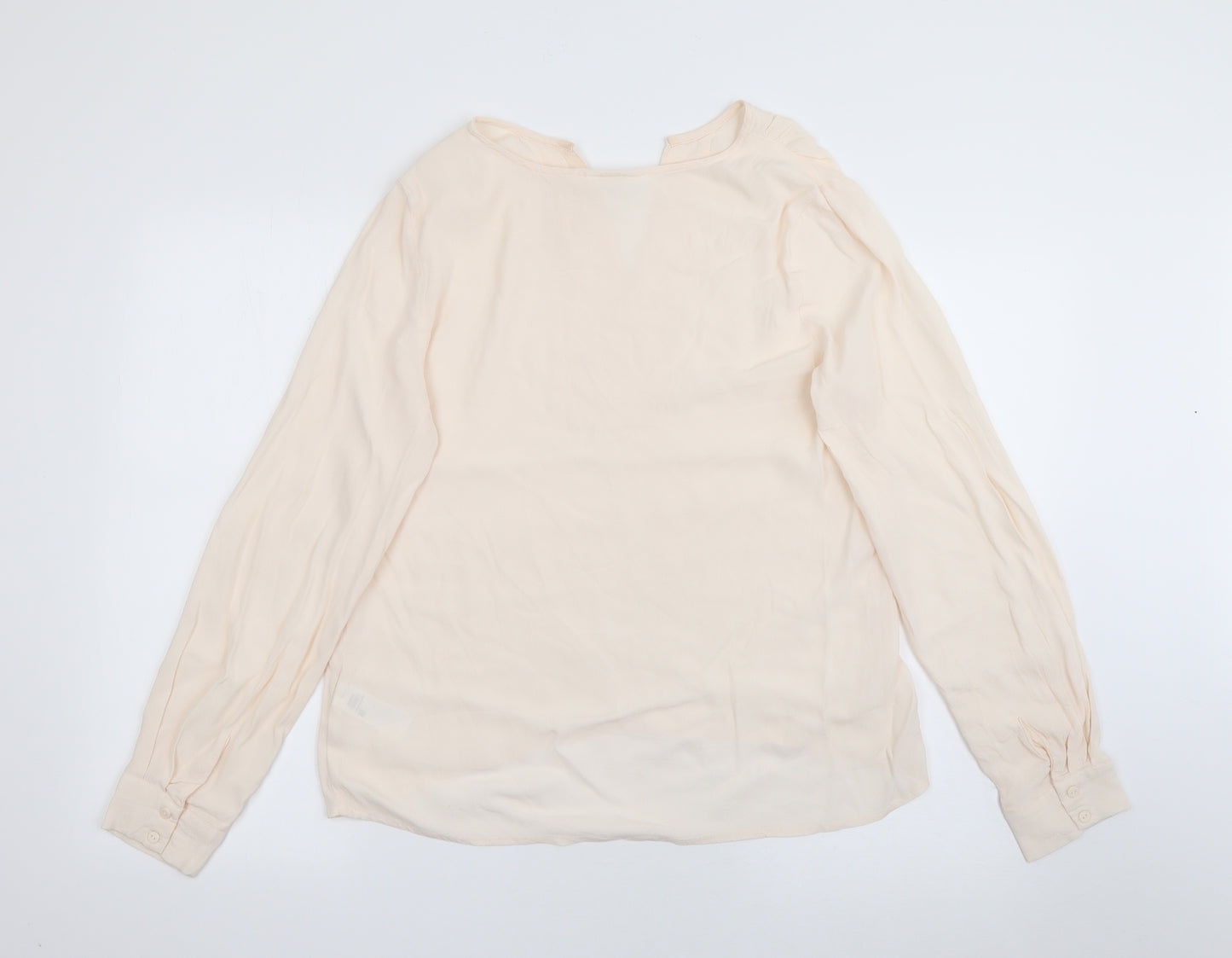 Monsoon Womens Beige  Viscose Basic Blouse Size M V-Neck