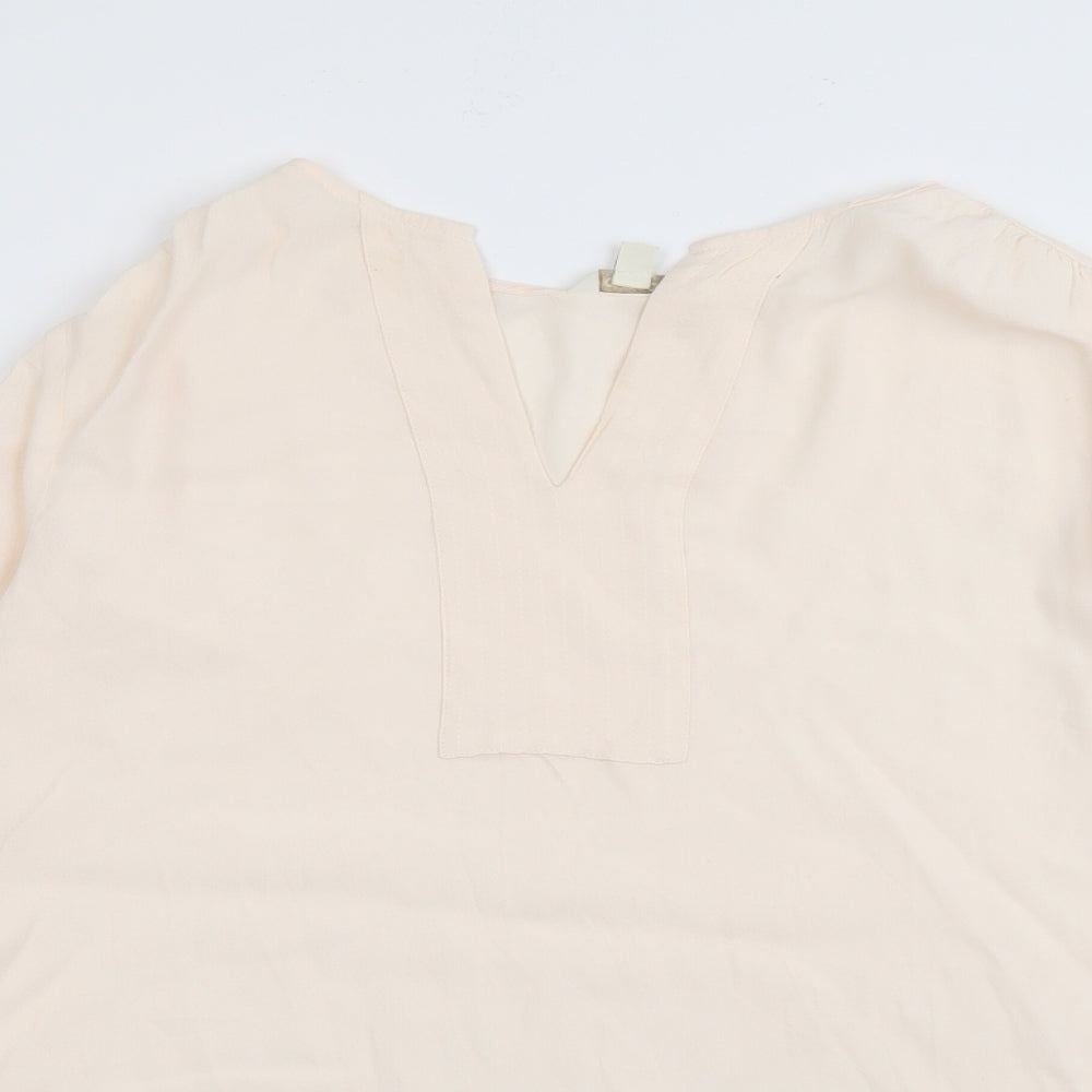 Monsoon Womens Beige  Viscose Basic Blouse Size M V-Neck