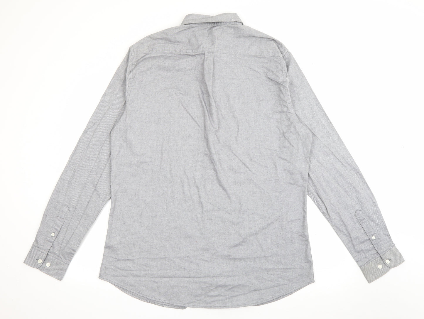 Sterling Mens Grey  Cotton  Button-Up Size XL Collared Button