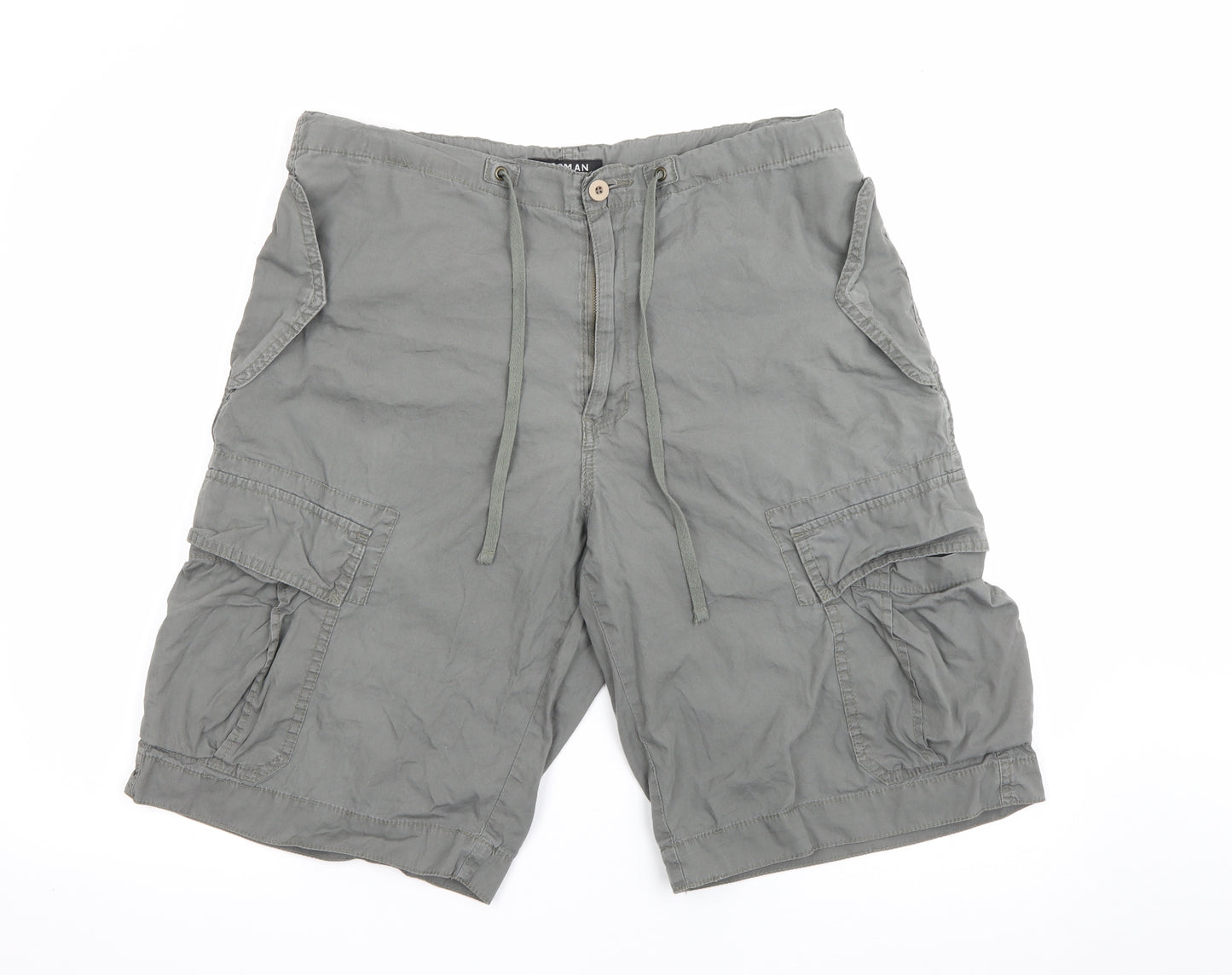 Topman Mens Grey  Cotton Cargo Shorts Size 34 L12 in Regular