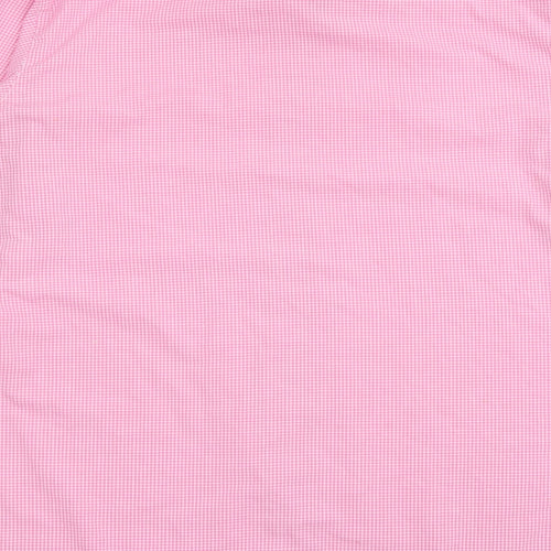 TRUTEX Mens Pink Check Polyester  Dress Shirt Size 38 Collared Button