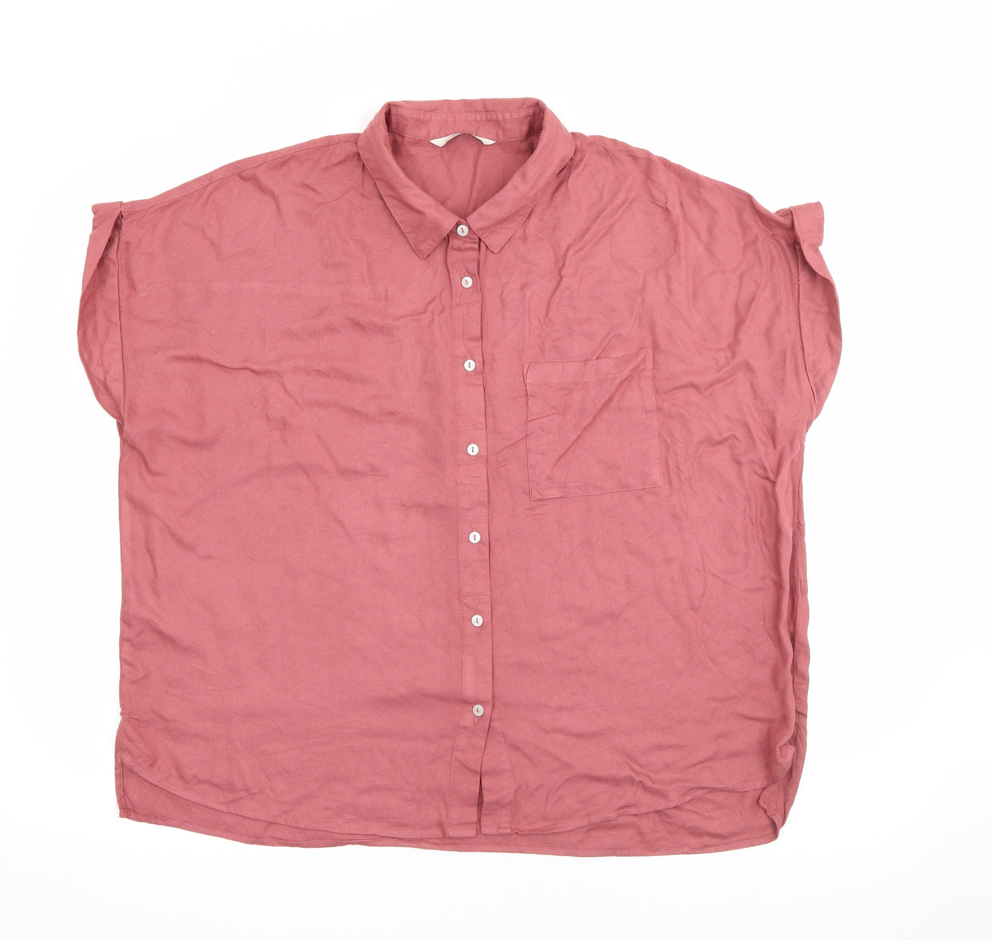 George Womens Pink  Viscose Basic Button-Up Size 16 Collared
