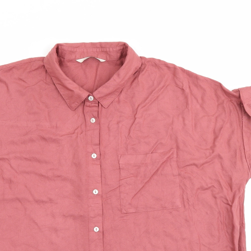 George Womens Pink  Viscose Basic Button-Up Size 16 Collared