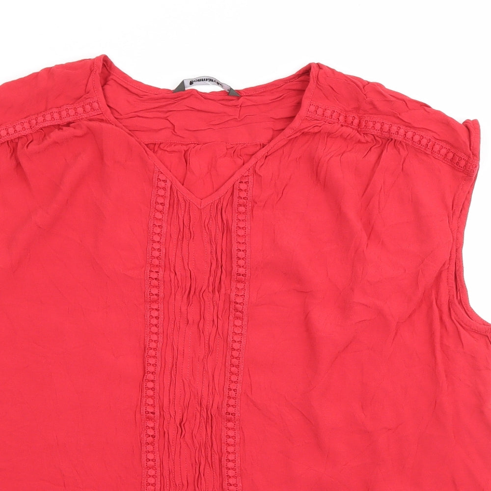 Bonmarché Womens Red  Viscose Basic Tank Size 24 V-Neck