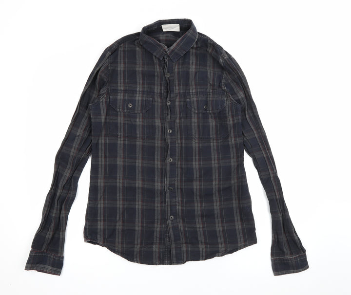 Tortured Genius Mens Green Plaid Cotton Button-Up Size S Collared Button