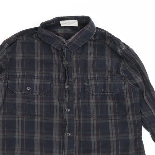 Tortured Genius  Mens Green Plaid Cotton  Button-Up Size S Collared Button