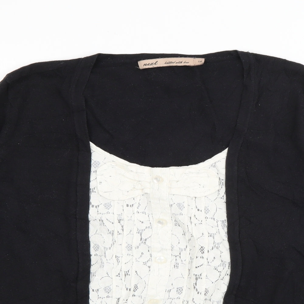 NEXT Womens Black Scoop Neck  Cotton Pullover Jumper Size 14