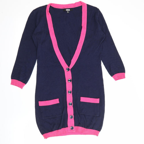 ASOS Womens Blue V-Neck  Cotton Cardigan Jumper Size 8