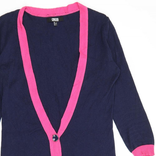 ASOS Womens Blue V-Neck  Cotton Cardigan Jumper Size 8