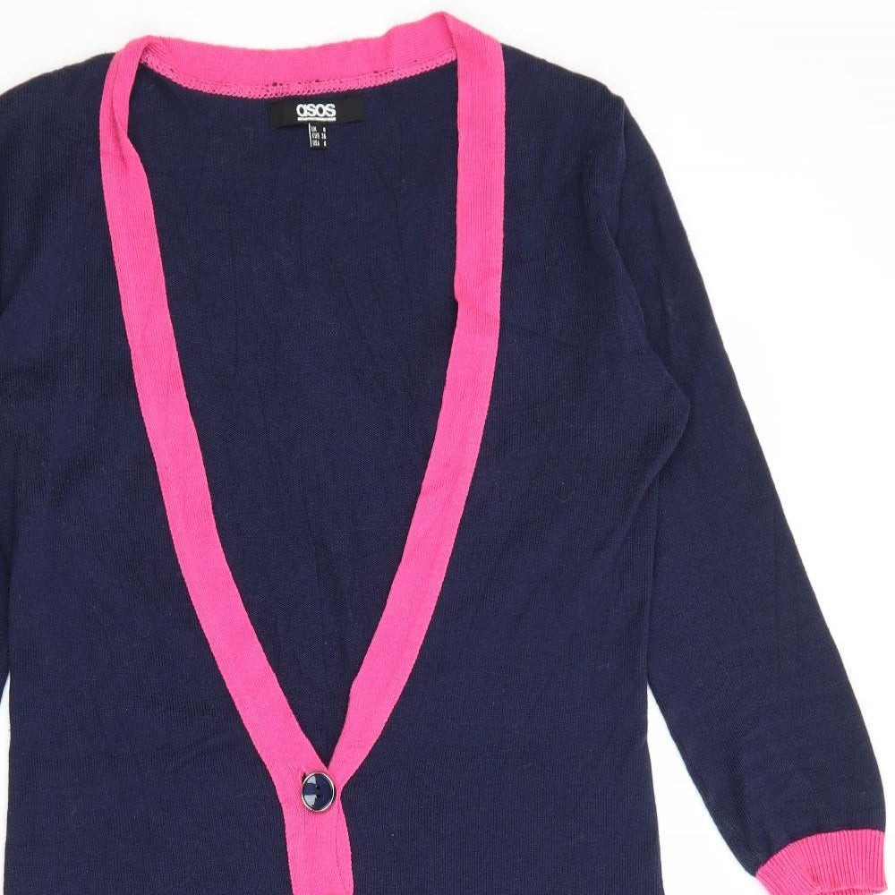 ASOS Womens Blue V-Neck  Cotton Cardigan Jumper Size 8