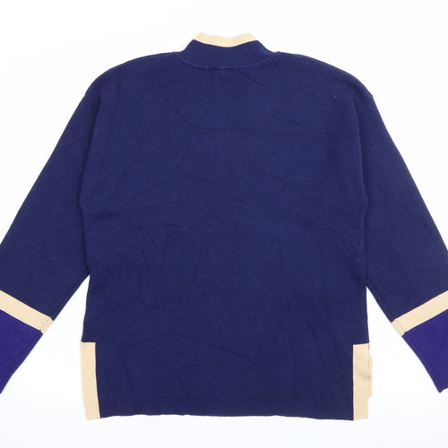 Jasper Conran Womens Blue High Neck  Cotton Pullover Jumper Size M