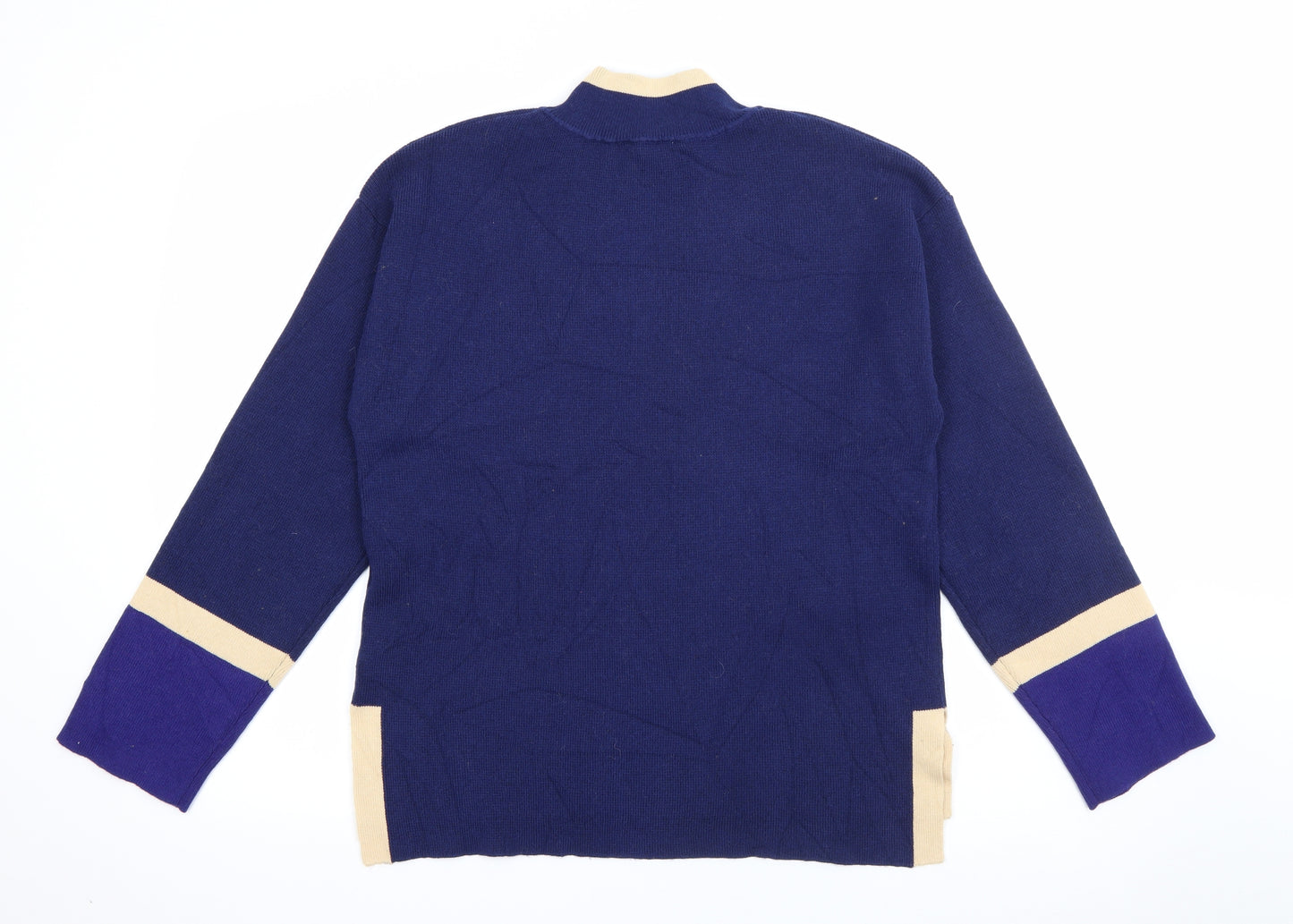 Jasper Conran Womens Blue High Neck  Cotton Pullover Jumper Size M