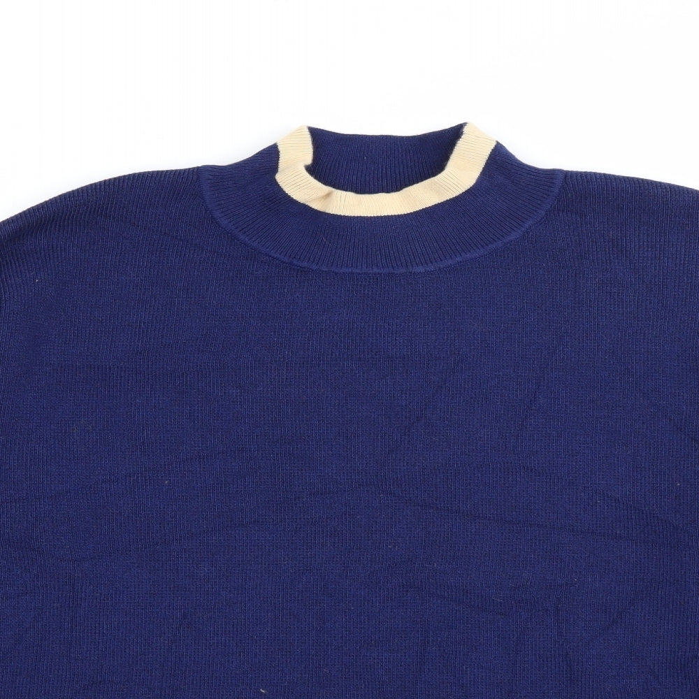 Jasper Conran Womens Blue High Neck  Cotton Pullover Jumper Size M