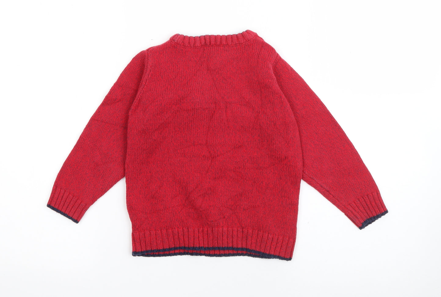 Nutmeg Boys Red Crew Neck  Cotton Pullover Jumper Size 3-4 Years   - Christmas Jumper
