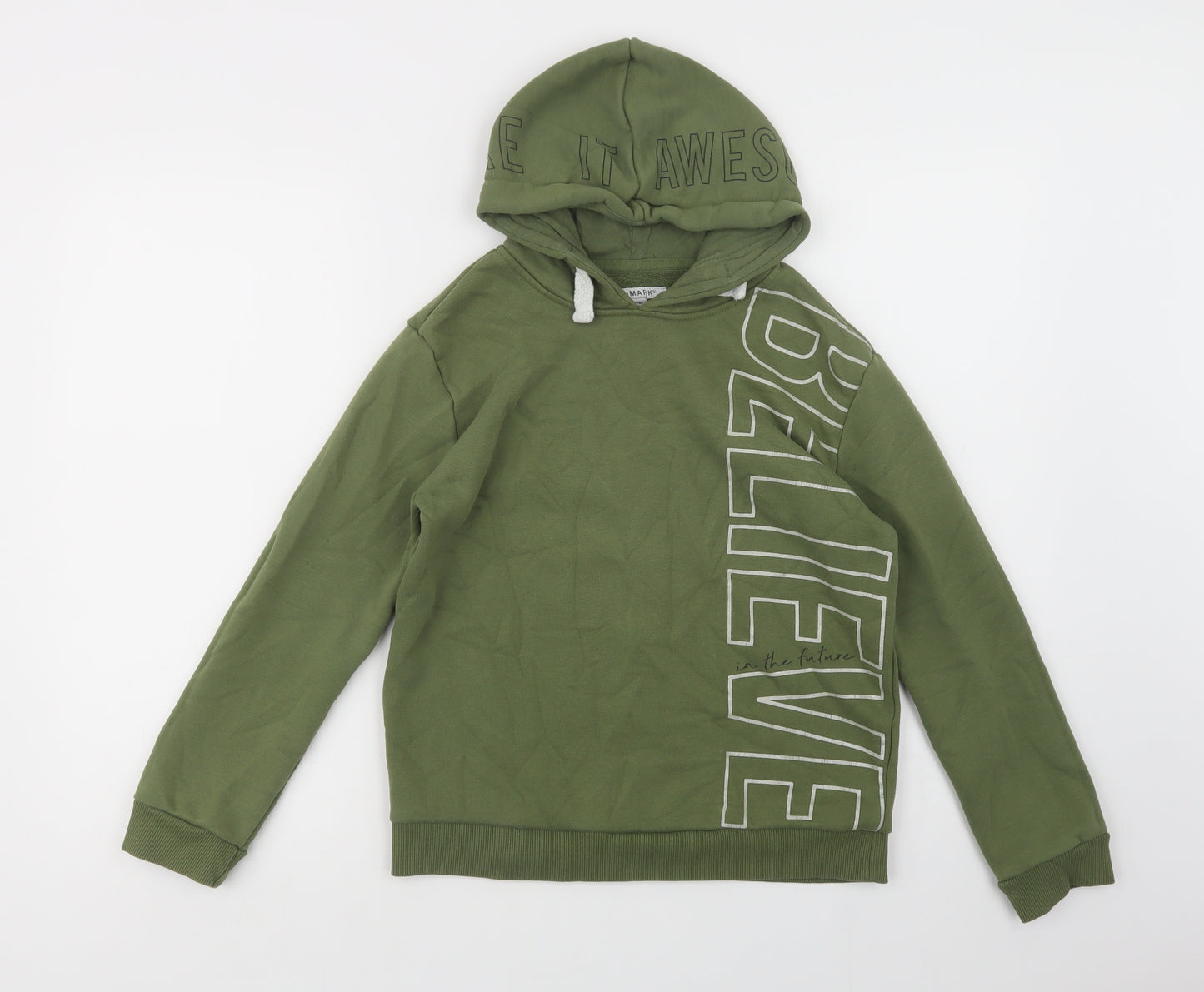 Primark Girls Green  Cotton Pullover Hoodie Size 11-12 Years  Pullover - Believe