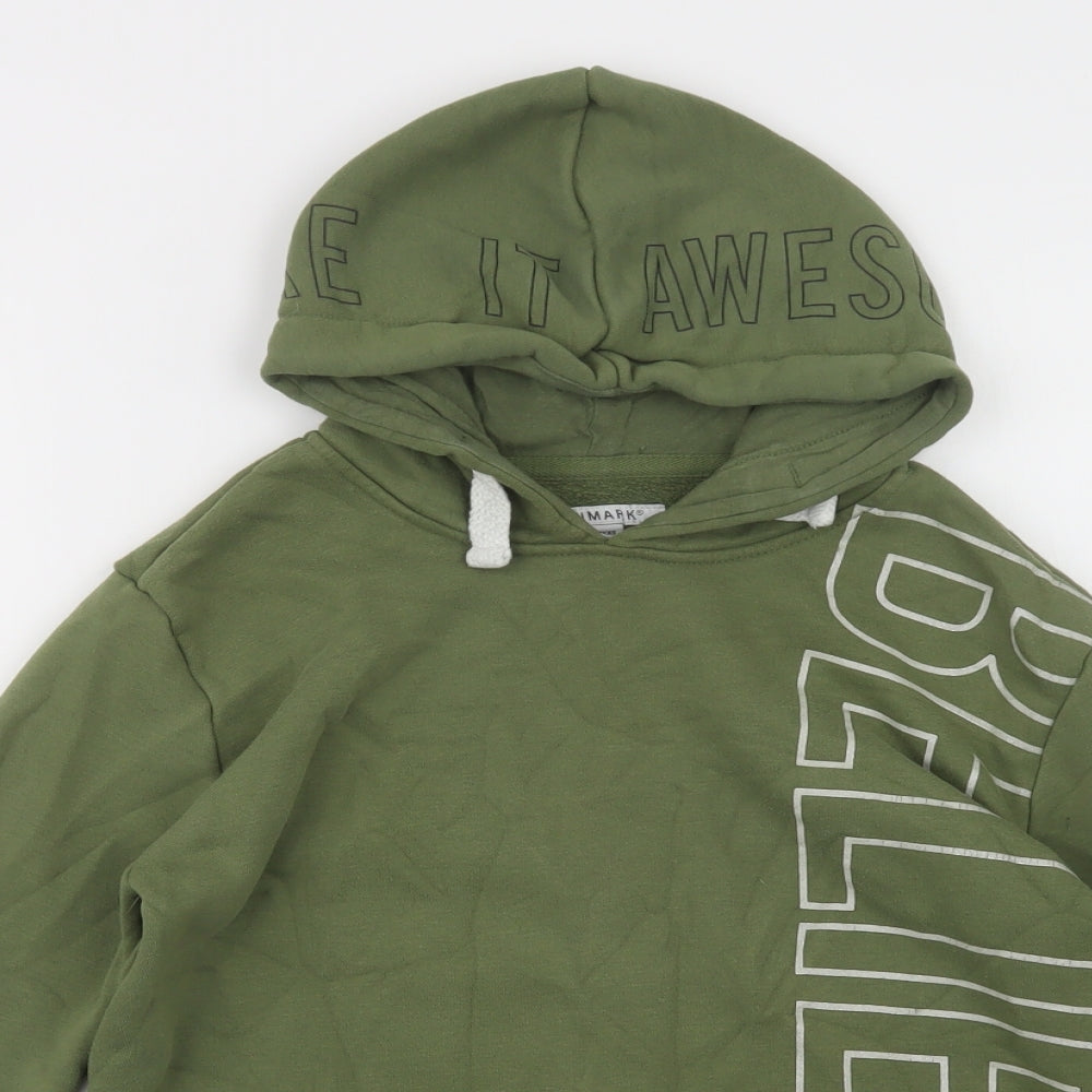 Primark Girls Green  Cotton Pullover Hoodie Size 11-12 Years  Pullover - Believe