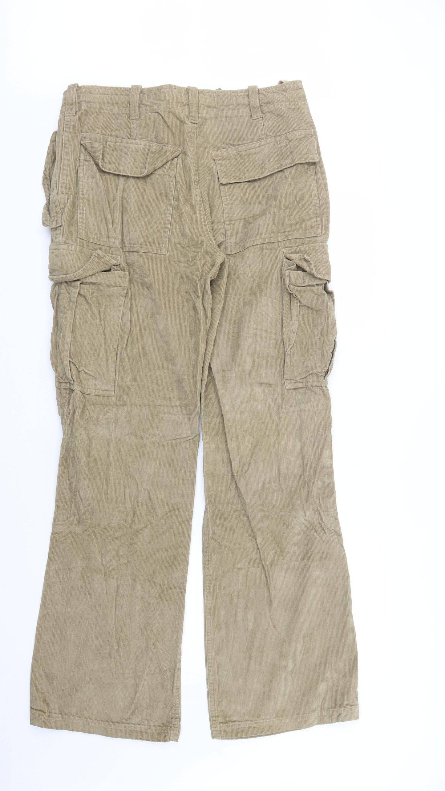JACK & JONES Mens Beige  Cotton Cargo Trousers Size 32 L32 in Regular Button