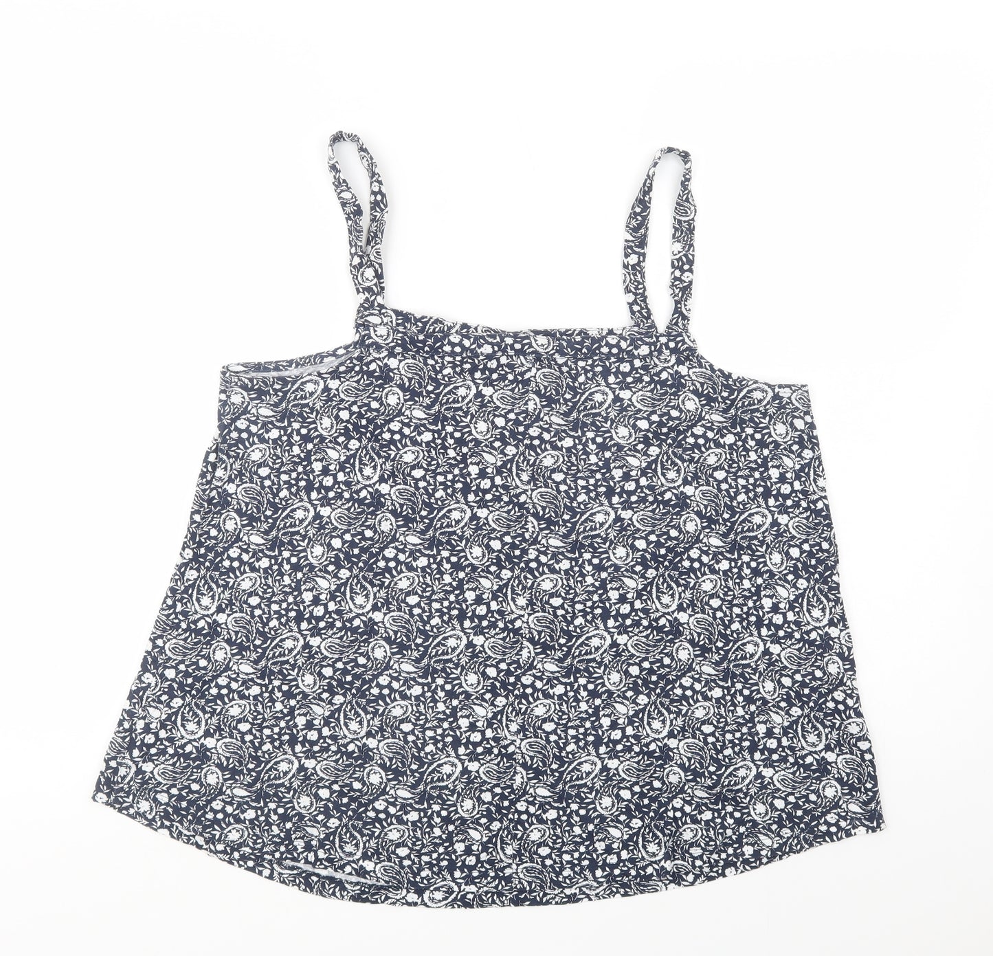 Matalan Womens Blue Paisley Cotton Basic Tank Size 16 Square Neck