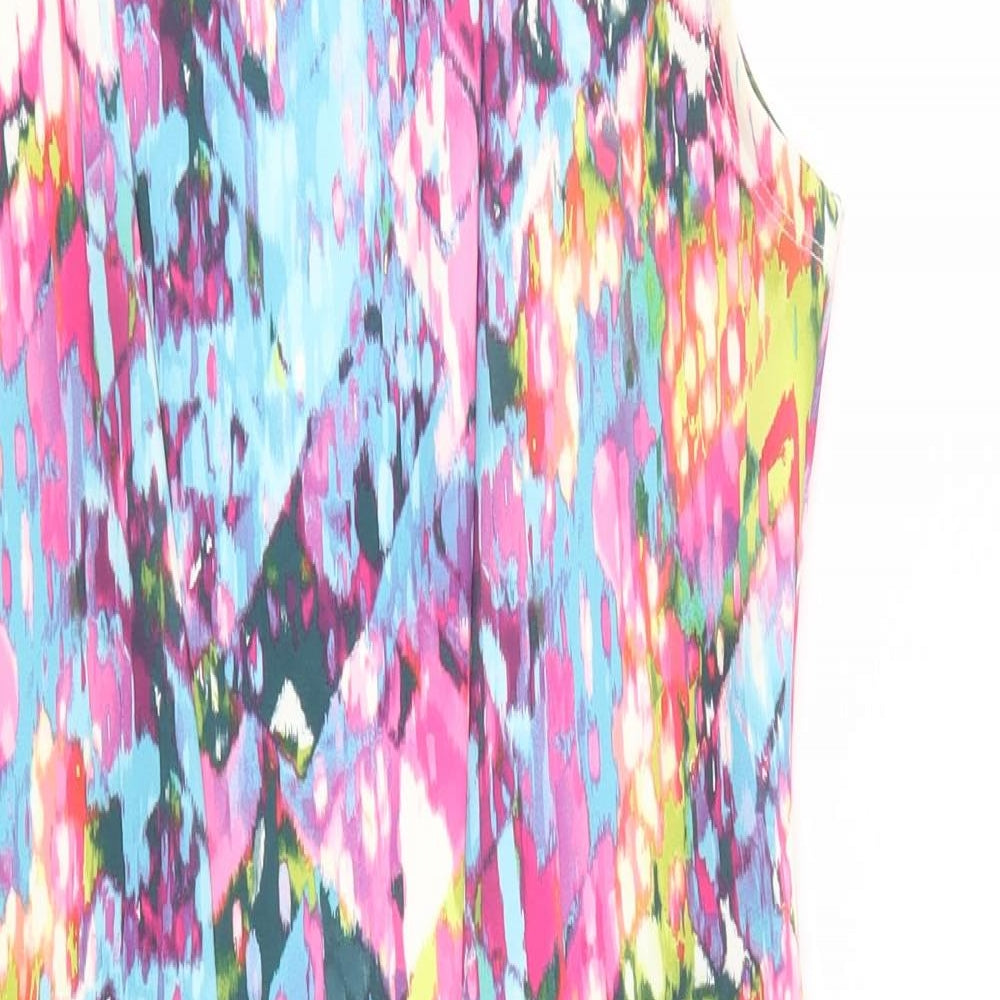 Internacionale Womens Multicoloured Geometric Polyester Pencil Dress  Size S  Scoop Neck Zip