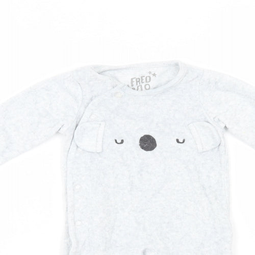 F&F Baby Grey  Cotton Babygrow One-Piece Size Newborn  Snap - Cute Animal