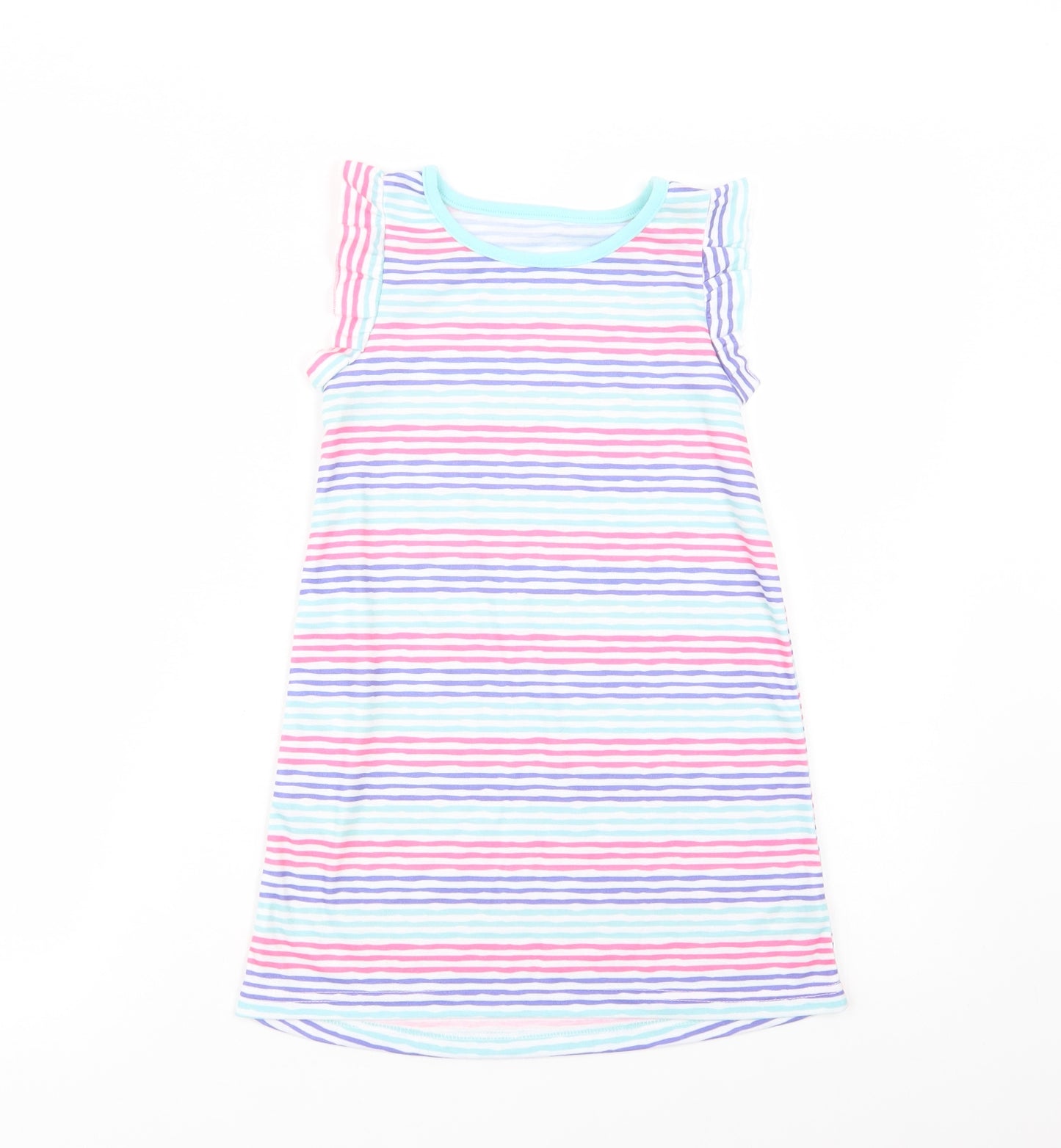 Dunnes Stores Girls Multicoloured Striped Polyester A-Line  Size 5-6 Years  Crew Neck Pullover