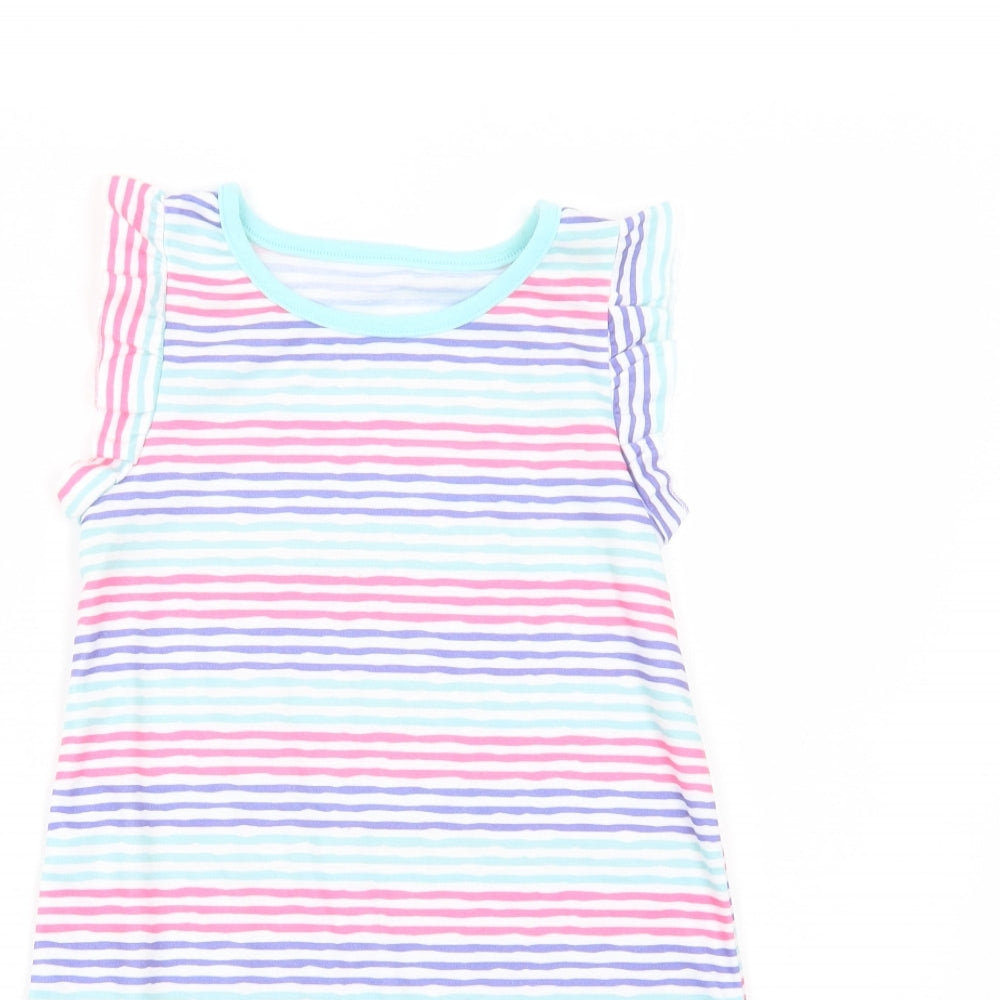 Dunnes Stores Girls Multicoloured Striped Polyester A-Line  Size 5-6 Years  Crew Neck Pullover