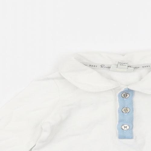 River Island Baby White  Cotton Basic Polo Size 3-6 Months Collared Button