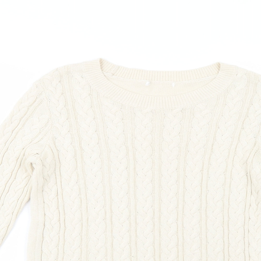 H&M Womens Ivory Crew Neck  Acrylic Pullover Jumper Size S