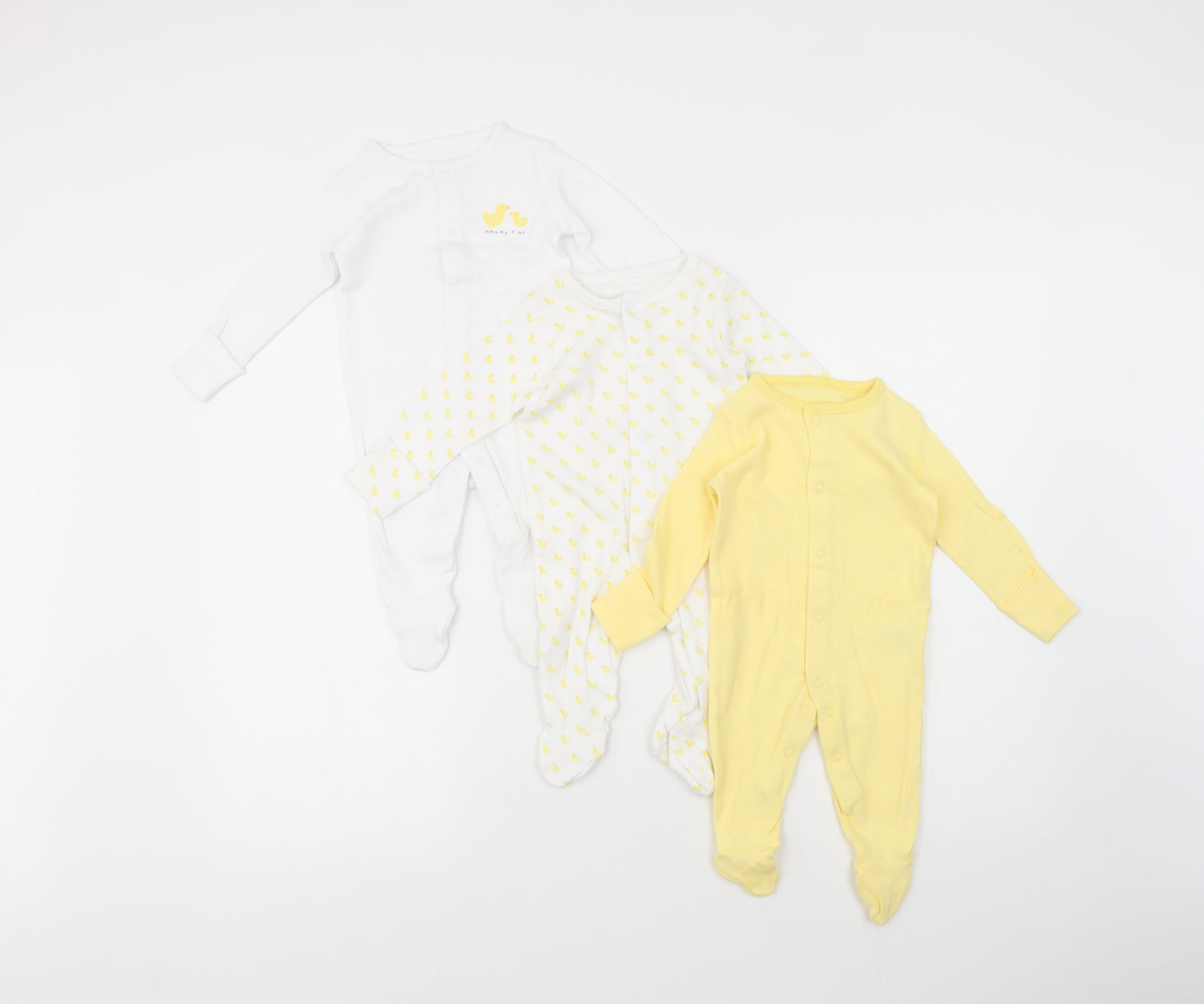 Dunnes Stores Baby Yellow Geometric Cotton Bodysuit Outfit/Set Size Newborn  Snap - Ducks Print