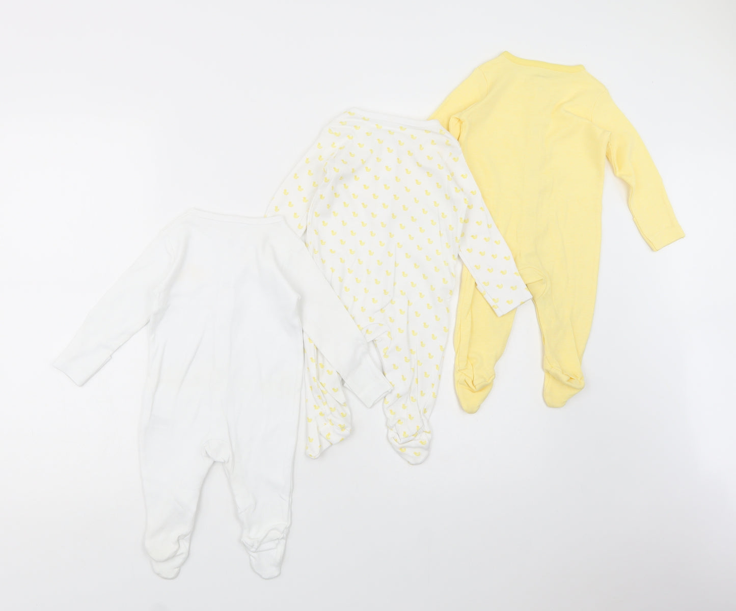 Dunnes Stores Baby Yellow Geometric Cotton Bodysuit Outfit/Set Size Newborn  Snap - Ducks Print
