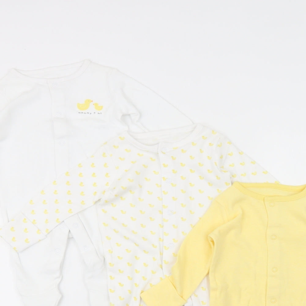 Dunnes Stores Baby Yellow Geometric Cotton Bodysuit Outfit/Set Size Newborn  Snap - Ducks Print