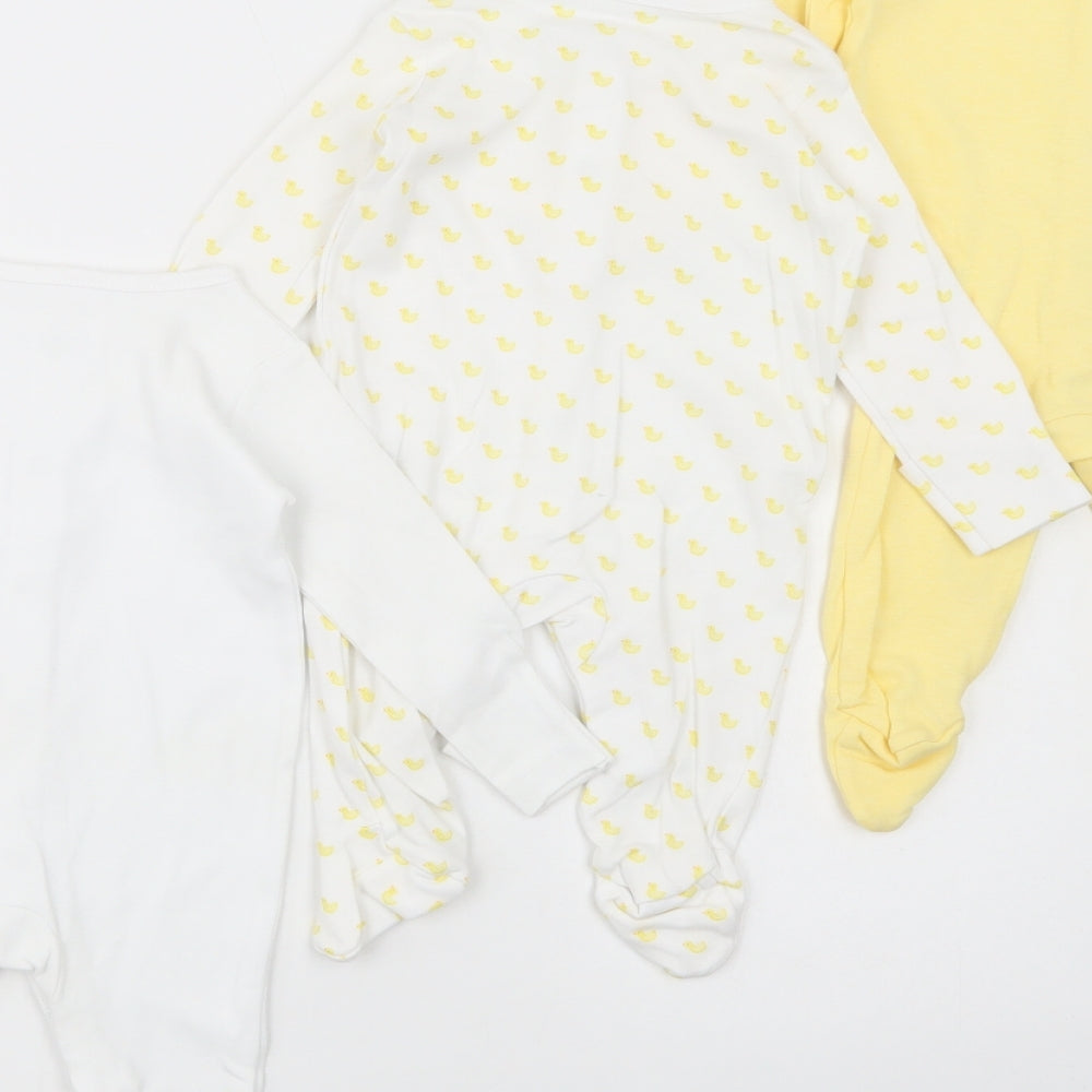 Dunnes Stores Baby Yellow Geometric Cotton Bodysuit Outfit/Set Size Newborn  Snap - Ducks Print