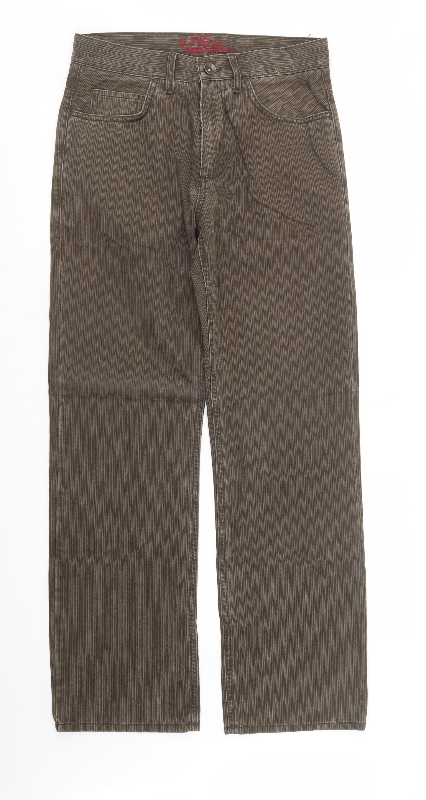 NEXT Mens Brown  Cotton Trousers  Size 30 L32 in Regular Button
