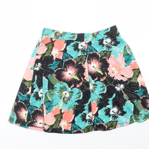 H&M Womens Multicoloured Floral Polyester Skater Skirt Size S