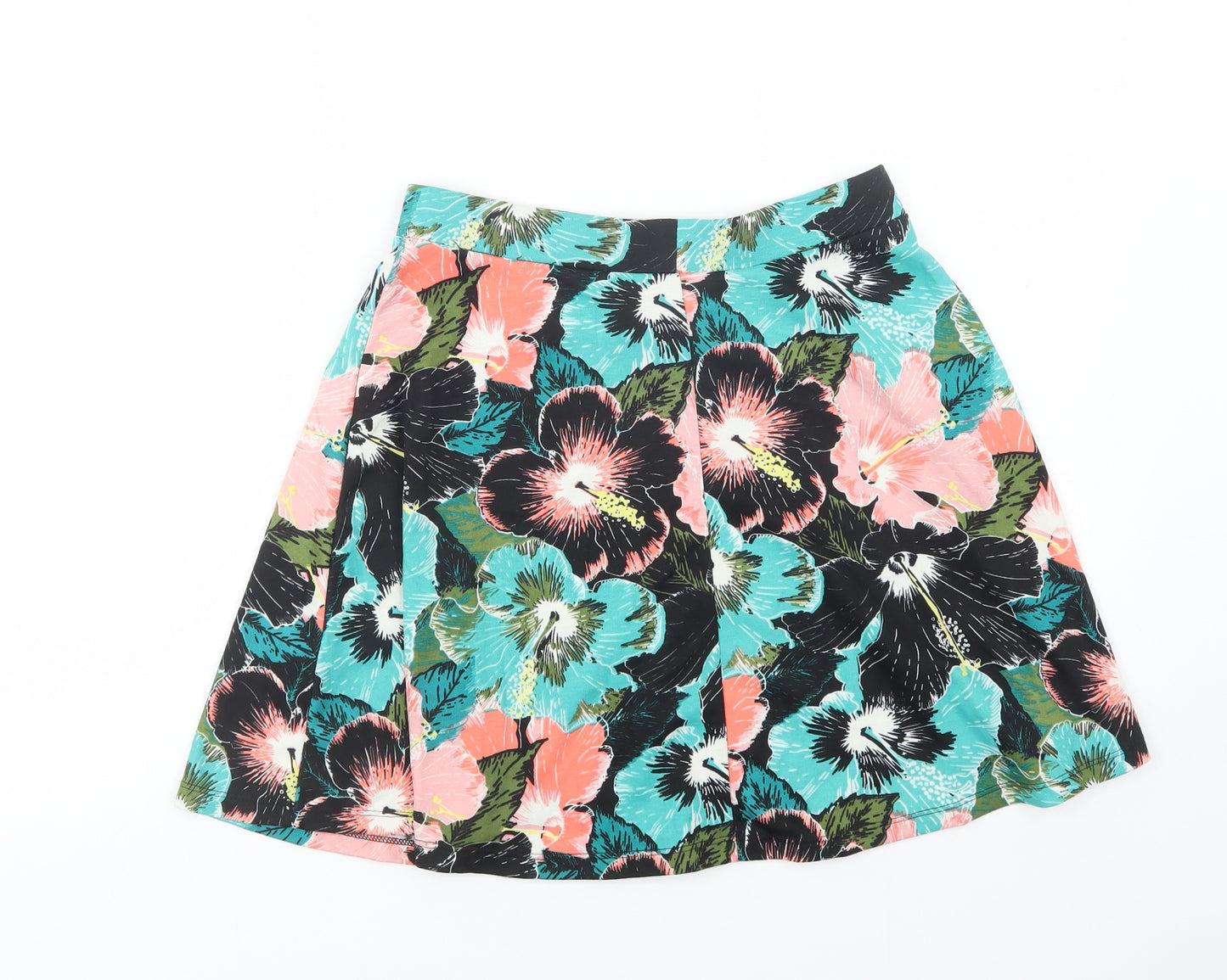 H&M Womens Multicoloured Floral Polyester Skater Skirt Size S