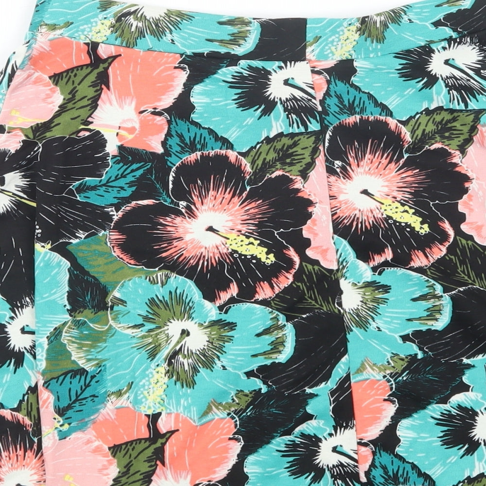 H&M Womens Multicoloured Floral Polyester Skater Skirt Size S
