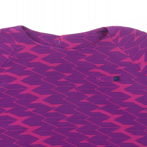Preworn Womens Purple Geometric Polyester Basic Blouse Size 16 Crew Neck