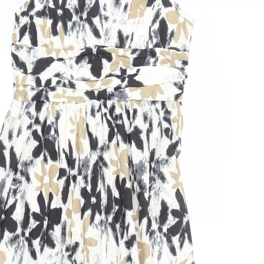 SheIn Womens Ivory Floral Polyester Maxi  Size L  V-Neck Zip