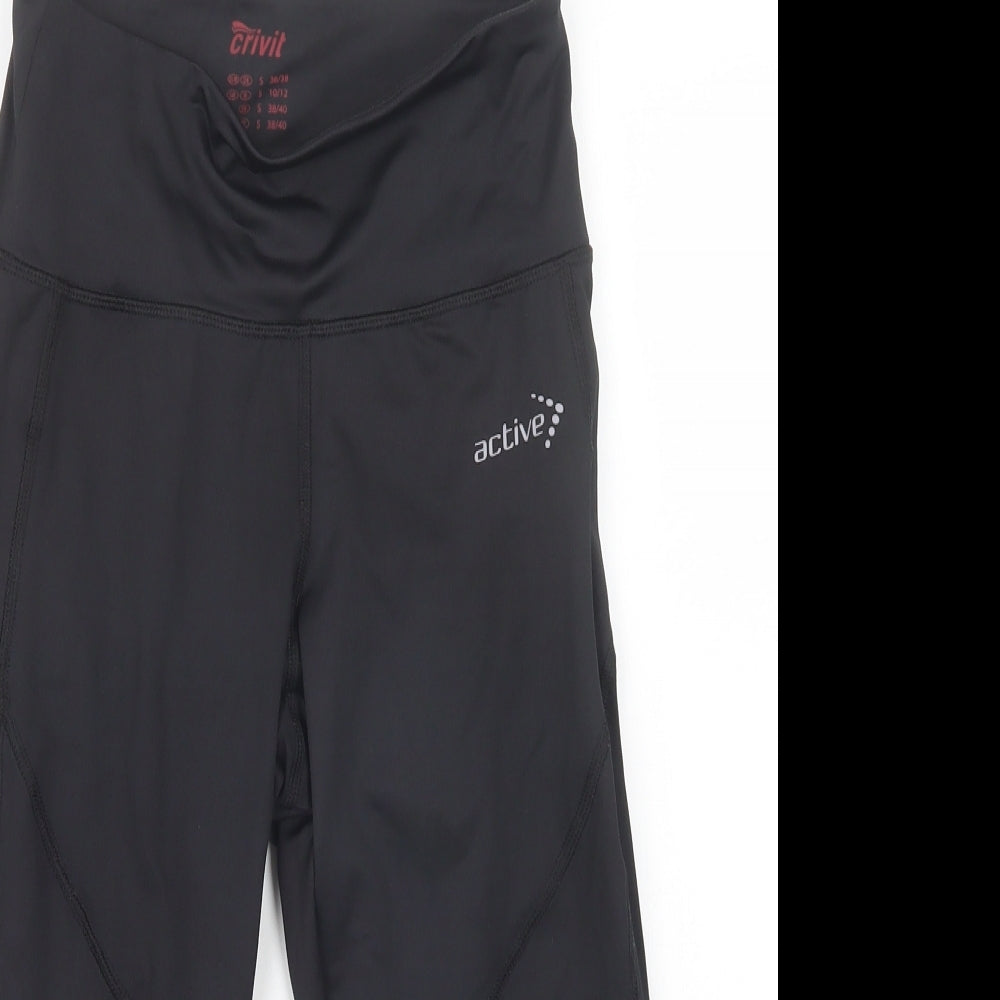 Crivit Womens Black  Polyester Cropped Leggings Size S L18 in Regular