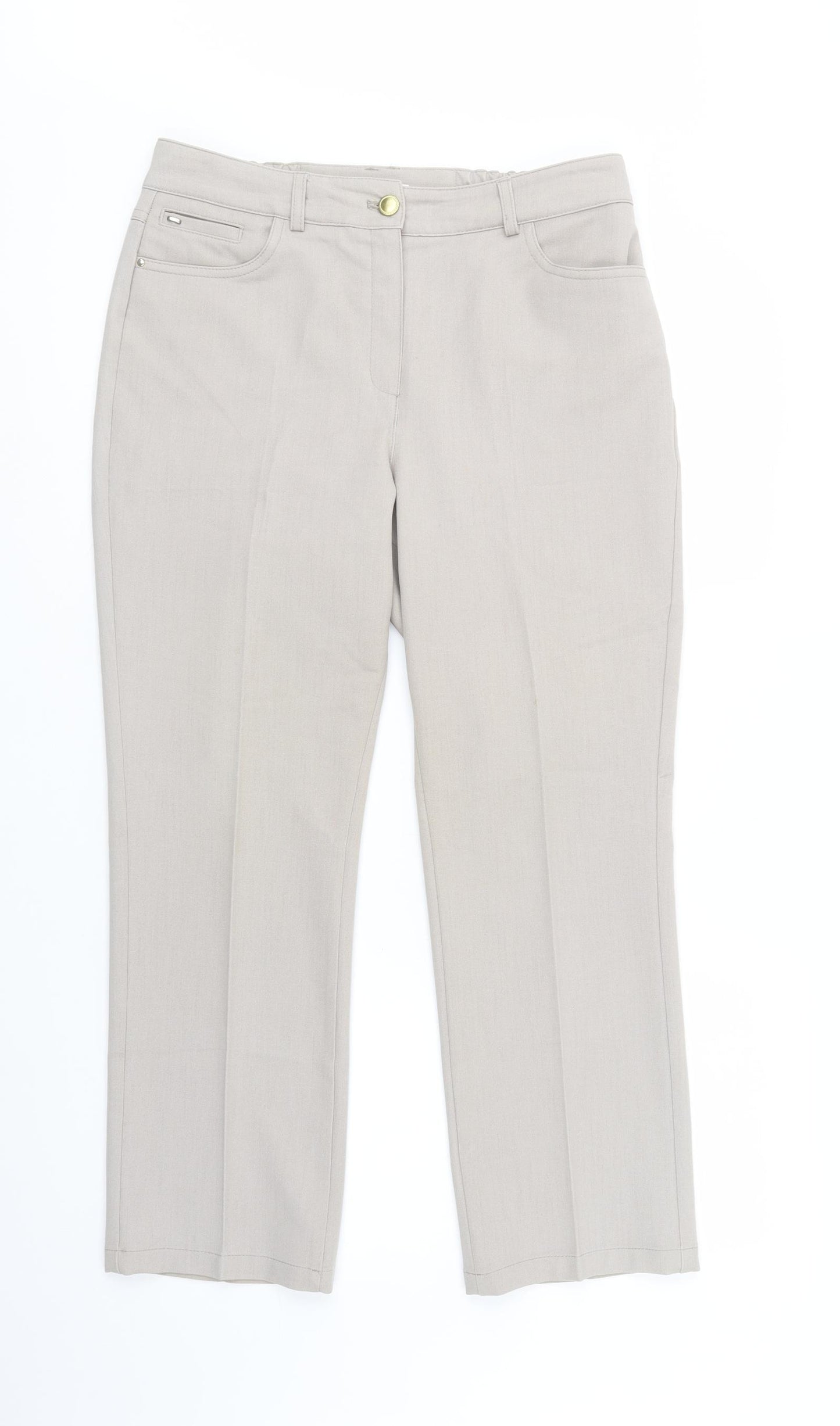 Marks and Spencer Womens Beige  Viscose Dress Pants Trousers Size 10 L27 in Regular Button