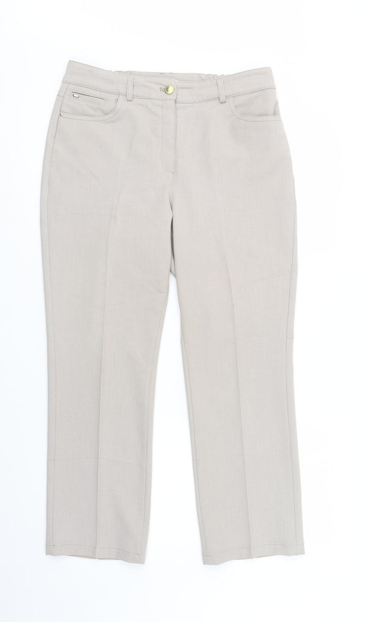 Marks and Spencer Womens Beige  Viscose Dress Pants Trousers Size 10 L27 in Regular Button