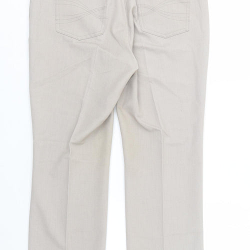 Marks and Spencer Womens Beige  Viscose Dress Pants Trousers Size 10 L27 in Regular Button