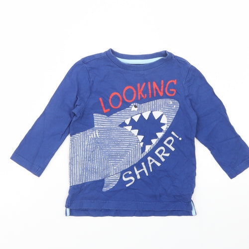 F&F Baby Black  Cotton Basic Polo Size 18-24 Months Crew Neck Pullover - Shark