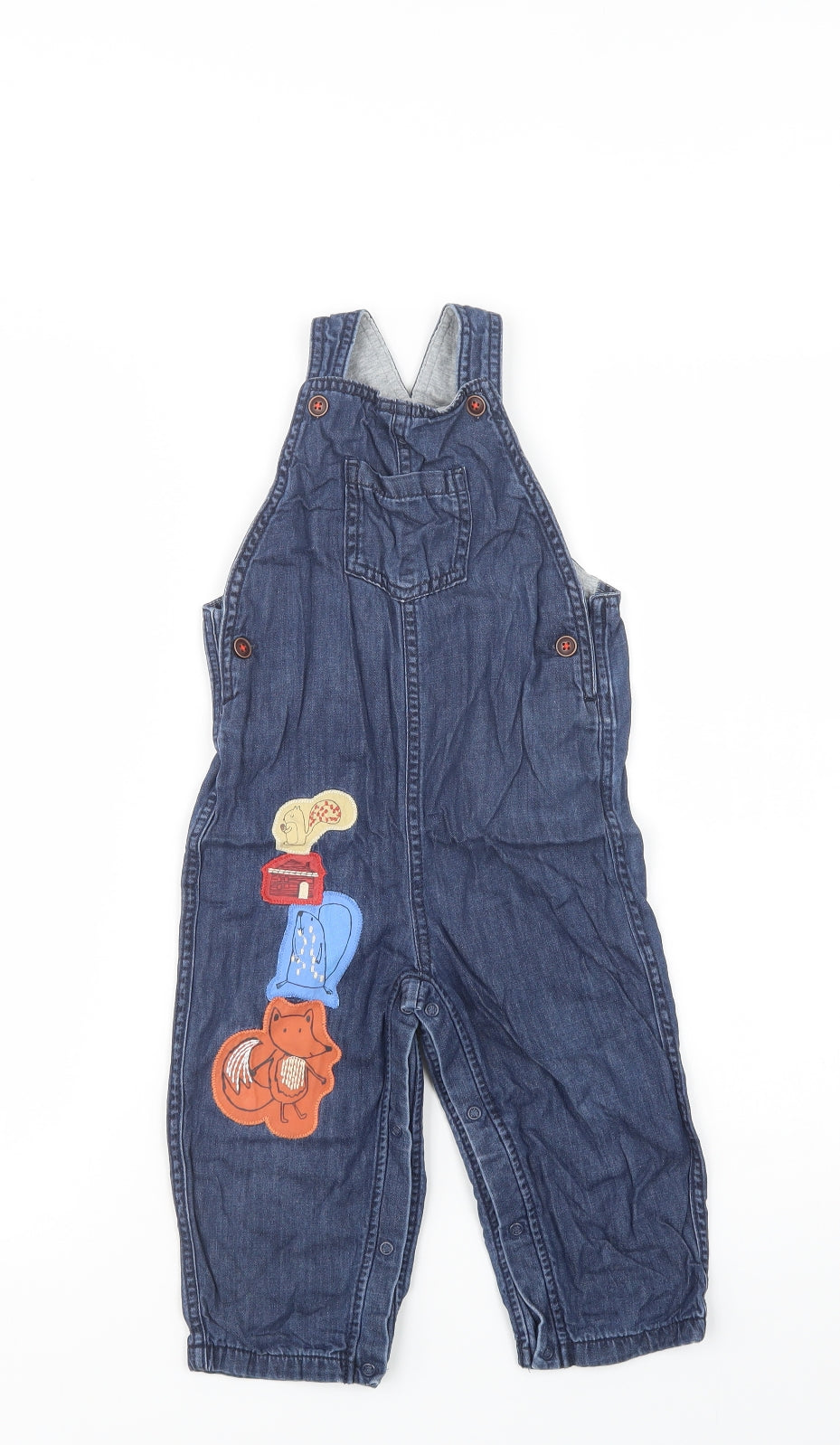 Marks and Spencer Baby Blue  Cotton Dungaree Outfit/Set Size 18-24 Months  Snap - Cute Animals