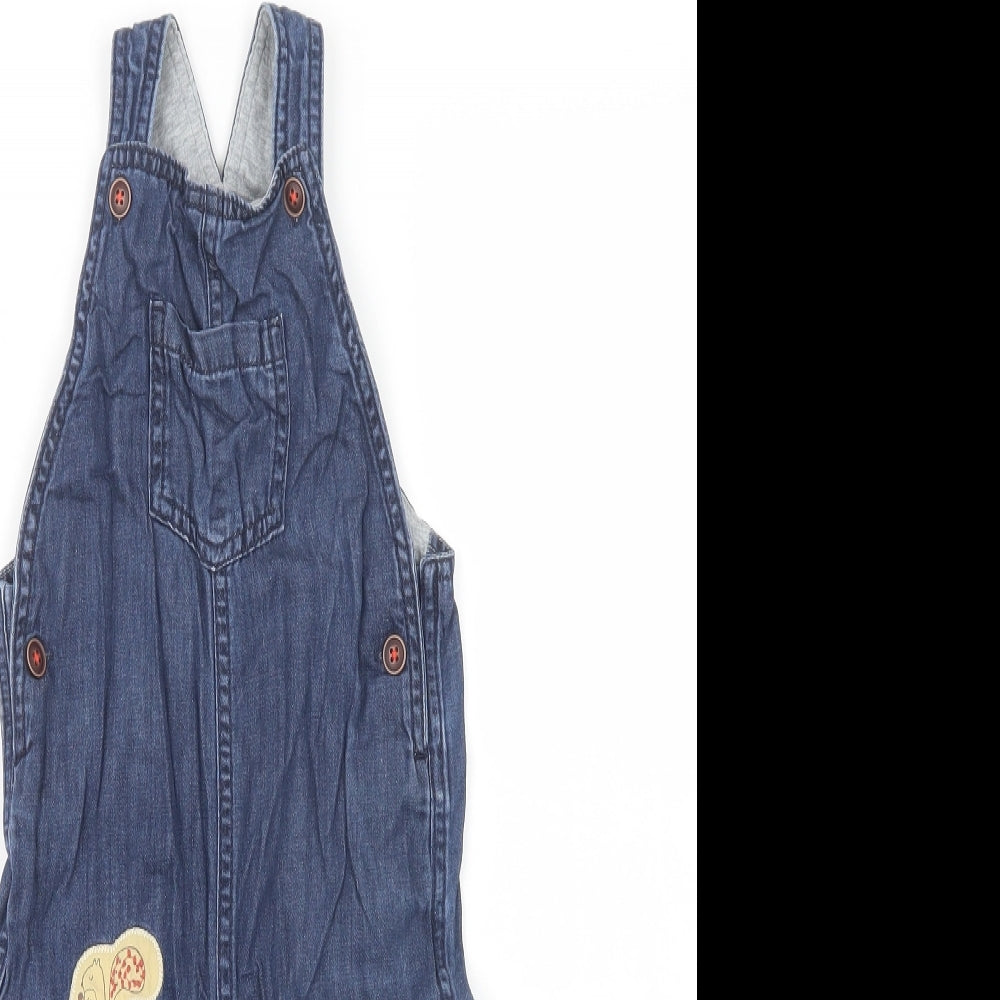 Marks and Spencer Baby Blue  Cotton Dungaree Outfit/Set Size 18-24 Months  Snap - Cute Animals