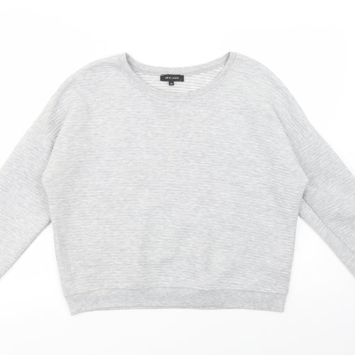 New Look Womens Grey Striped Polyacrylate Fibre Pullover Sweatshirt Size 14  Pullover