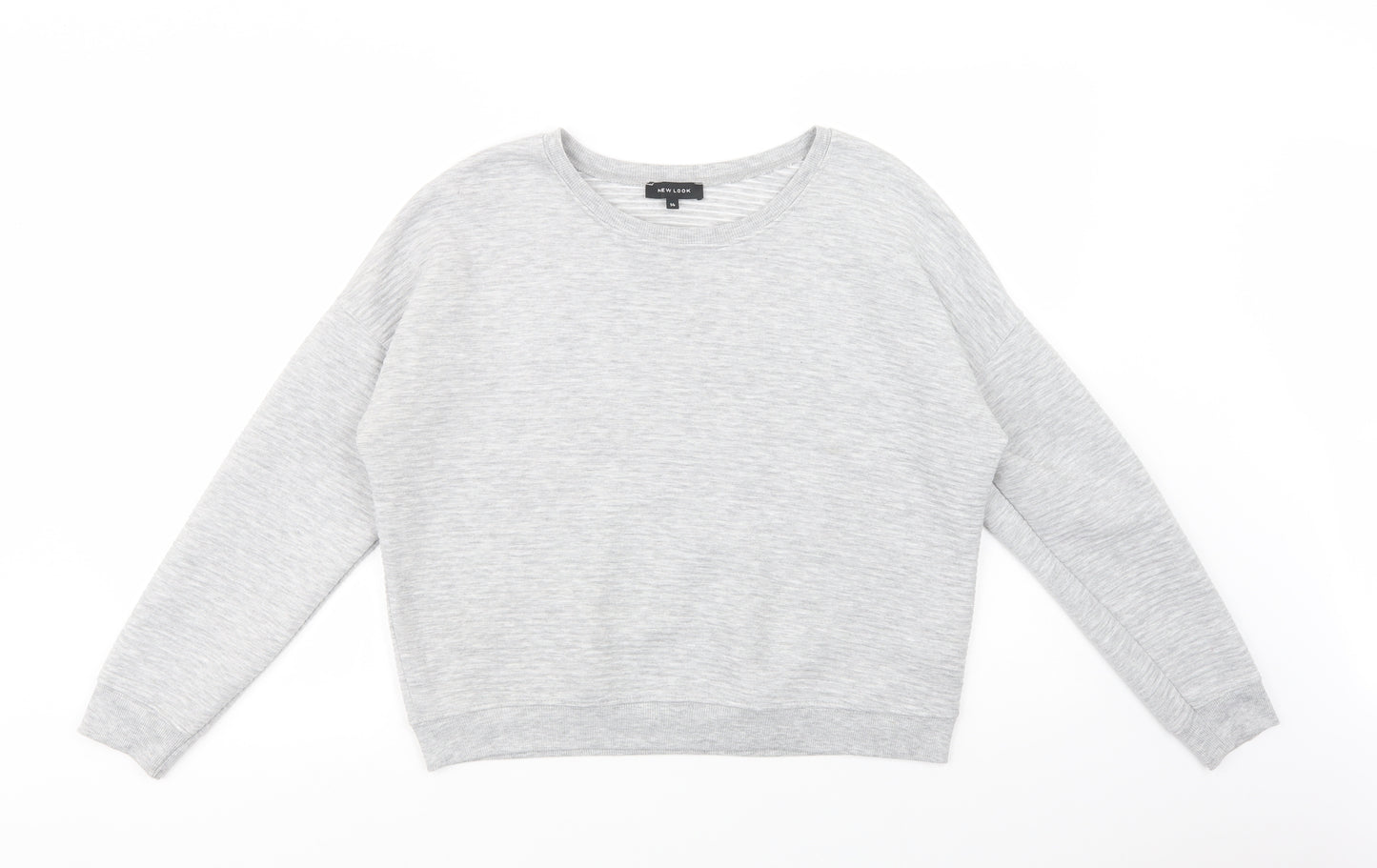 New Look Womens Grey Striped Polyacrylate Fibre Pullover Sweatshirt Size 14  Pullover
