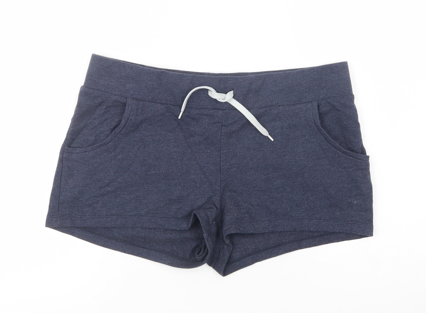 H&M Womens Blue  Cotton Sweat Shorts Size M L3 in Regular Drawstring
