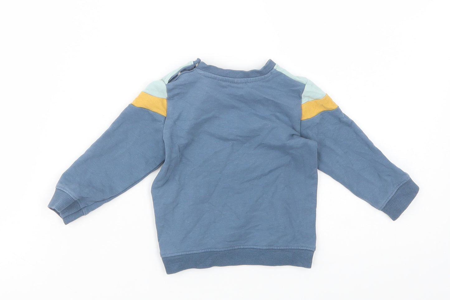 name it Baby Blue Colourblock Cotton Pullover Jumper Size 3-6 Months  Snap